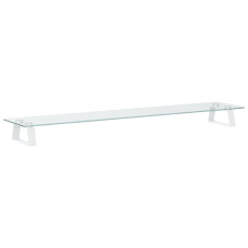 Suport De Monitor, Alb, 100X20X8 Cm, Sticlă Securizată Și Metal