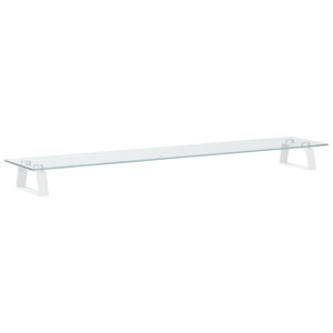 Suport De Monitor, Alb, 100X20X8 Cm, Sticlă Securizată Și Metal