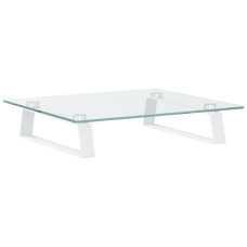 Suport De Monitor, Alb, 40X35X8 Cm, Sticlă Securizată Și Metal