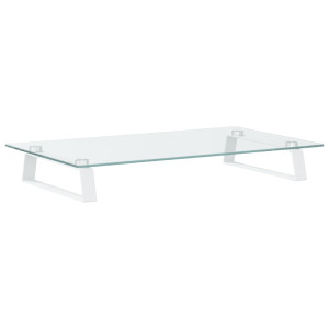 Suport De Monitor, Alb, 60X35X8 Cm, Sticlă Securizată Și Metal