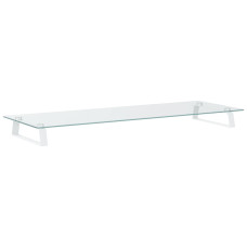 Suport De Monitor, Alb, 100X35X8 Cm, Sticlă Securizată Și Metal