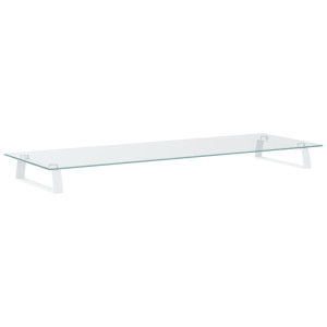 Suport De Monitor, Alb, 100X35X8 Cm, Sticlă Securizată Și Metal