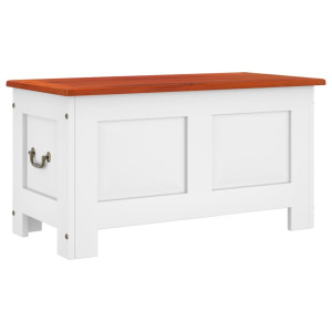 Cufăr De Depozitare Cu Capac, Maro Și Alb, Lemn Masiv De Acacia