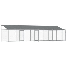 Cușcă Câini Cu Acoperiș Și Uși, Gri, 8X2X2 M, Oțel Galvanizat