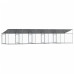Cușcă Câini Cu Acoperiș Și Uși, Gri, 10X2X2 M, Oțel Galvanizat