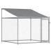 Cușcă Câini Cu Acoperiș Și Uși, Gri, 10X2X2 M, Oțel Galvanizat