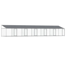 Cușcă Câini Cu Acoperiș Și Uși, Gri, 12X2X2 M, Oțel Galvanizat