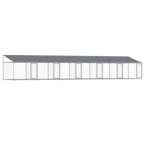 Cușcă Câini Cu Acoperiș Și Uși, Gri, 12X2X2 M, Oțel Galvanizat