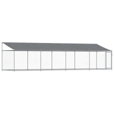 Cușcă Câini Cu Acoperiș Și Uși, Gri, 8X2X2 M, Oțel Galvanizat