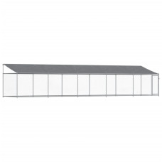 Cușcă Câini Cu Acoperiș Și Ușă, Gri, 10X2X2 M, Oțel Galvanizat