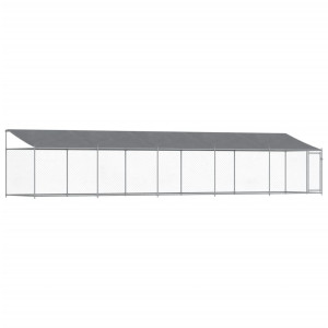 Cușcă Câini Cu Acoperiș Și Ușă, Gri, 10X2X2 M, Oțel Galvanizat