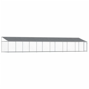 Cușcă Câini Cu Acoperiș Și Ușă, Gri, 12X2X2 M, Oțel Galvanizat