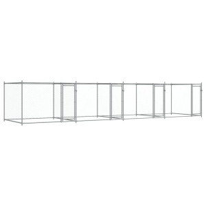 Cușcă Pentru Câini Cu Uși, Gri, 8X2X1,5 M, Oțel Galvanizat