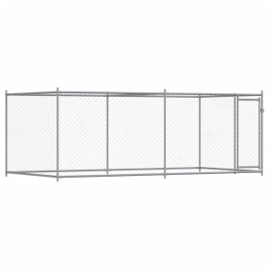 Cușcă Pentru Câini Cu Ușă, Gri, 4X2X1,5 M, Oțel Galvanizat