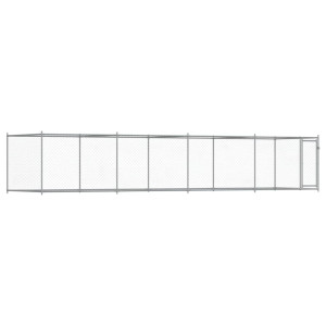 Cușcă Pentru Câini Cu Ușă, Gri, 8X2X1,5 M, Oțel Galvanizat