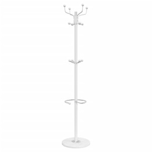 Cuier Cu Suport Umbrelă, Alb, 180 Cm, Fier Vopsit Electrostatic
