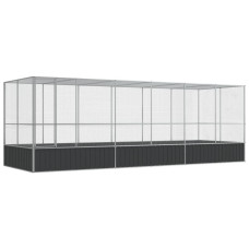 Voliera De Păsări Cu Extensie, Argintiu, 625X207X212 Cm, Oțel