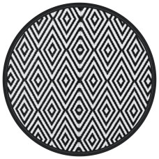 Covor De Exterior, Arakil Alb Și Negru, Ø200 Cm, Pp