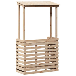 Masă Bar De Exterior Cu Acoperiș, 112,5X57X195,5 Cm, Lemn Masiv