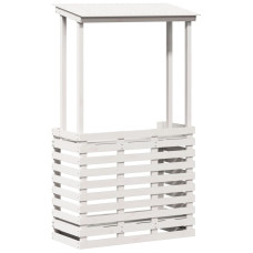 Masă Bar De Exterior Cu Acoperiș, Alb, 112,5X57X195,5 Cm, Lemn