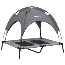 Pat De Câini Cu Baldachin, Antracit, Țesătură Oxford Și Oțel