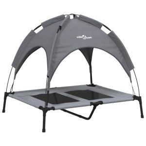 Pat De Câini Cu Baldachin, Antracit, Țesătură Oxford Și Oțel