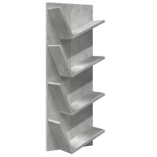 Bibliotecă De Perete Cu 4 Niveluri, Gri Beton, 33X16X90 Cm