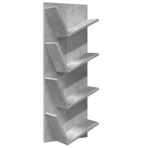 Bibliotecă De Perete Cu 4 Niveluri, Gri Beton, 33X16X90 Cm