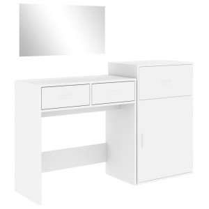 Set De Măsuță De Toaletă, 3 Piese, Alb, Lemn Prelucrat