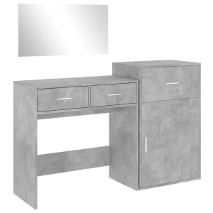 Set De Măsuță De Toaletă, 3 Piese, Gri Beton, Lemn Prelucrat