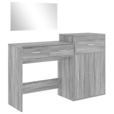 Set De Măsuță De Toaletă, 3 Piese, Gri Sonoma, Lemn Prelucrat