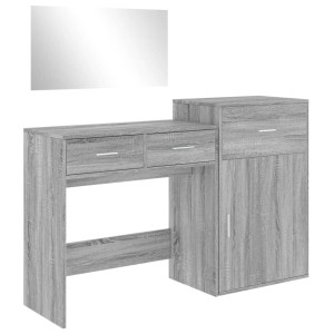 Set De Măsuță De Toaletă, 3 Piese, Gri Sonoma, Lemn Prelucrat