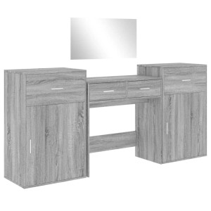 Set De Măsuță De Toaletă, 4 Piese, Gri Sonoma, Lemn Prelucrat