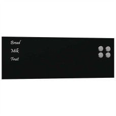 Placă Magnetică De Perete Neagră 60X20 Cm Din Sticlă Securizată