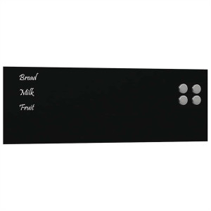 Placă Magnetică De Perete Neagră 60X20 Cm Din Sticlă Securizată