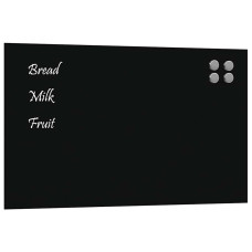Placă Magnetică De Perete Neagră 100X60 Cm Sticlă Securizată