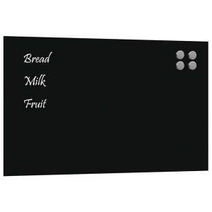 Placă Magnetică De Perete Neagră 100X60 Cm Sticlă Securizată