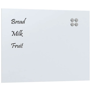 Placă Magnetică De Perete Albă 80X60 Cm Din Sticlă Securizată