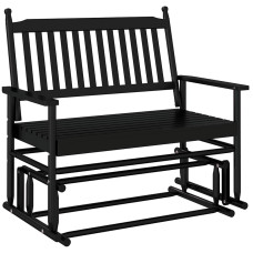 Bancă Glisantă, Negru, 118X70X104,5 Cm, Lemn Masiv De Plop