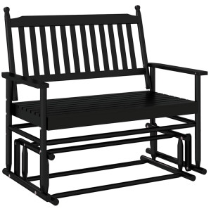 Bancă Glisantă, Negru, 118X70X104,5 Cm, Lemn Masiv De Plop