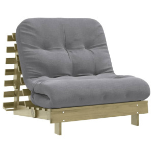 Canapea Futon Cu Saltea, 90X206X11 Cm, Lemn De Pin Tratat