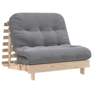 Canapea Futon Cu Saltea, 100X206X11 Cm, Lemn Masiv De Pin