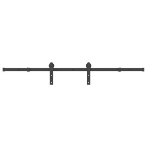 Set Feronerie Pentru Ușă Glisantă, Negru, 183 Cm, Oțel