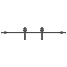 Set Feronerie Pentru Ușă Glisantă, Negru, 183 Cm, Oțel