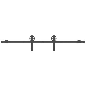 Set Feronerie Pentru Ușă Glisantă, Negru, 183 Cm, Oțel