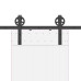 Set Feronerie Pentru Ușă Glisantă, Negru, 183 Cm, Oțel