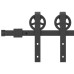 Set Feronerie Pentru Ușă Glisantă, Negru, 183 Cm, Oțel