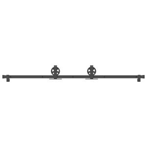 Set Feronerie Pentru Ușă Glisantă, Negru, 183 Cm, Oțel