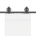 Set Feronerie Pentru Ușă Glisantă, Negru, 183 Cm, Oțel
