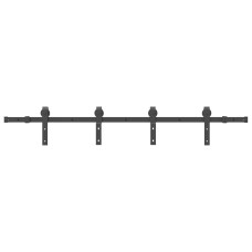 Set Feronerie Pentru Ușă Glisantă, Negru, 183 Cm, Oțel